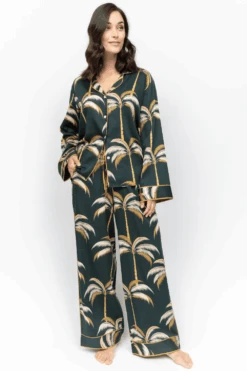 Pimlico Palm Print Pyjama Set 13 Pimlico Palm Print Pyjama Set -Fashion Lingerie Store fable eve pimlico palm print pyjama set emerald green 3