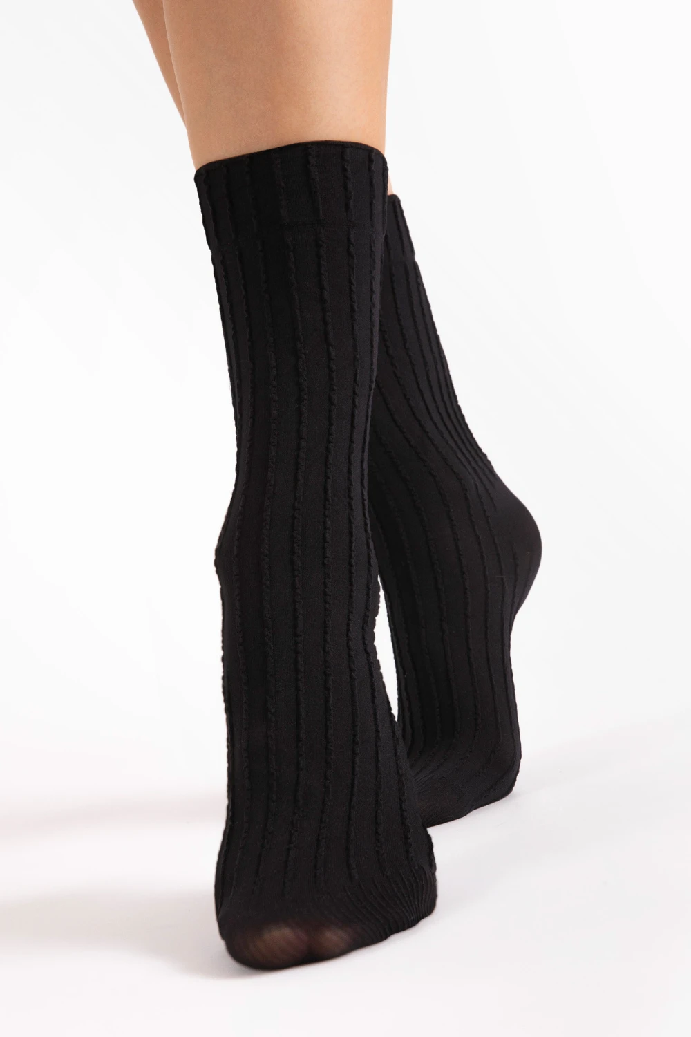 Fiore Basico Striped Socks 40 Denier In Black 3 Fiore Basico Striped Socks 40 Denier In Black