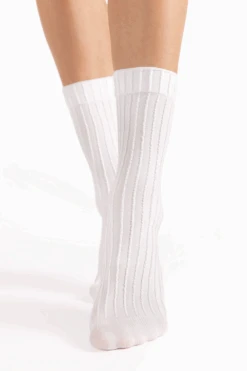 Fiore Basico Striped Socks 40 Denier In White