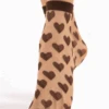 Fiore Beso Heart Socks 20 Denier -Fashion Lingerie Store fiore beso socks 20 denier g1181 brown nude 1