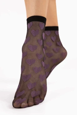 Fiore Beso Heart Socks 20 Denier 10 Fiore Beso Heart Socks 20 Denier -Fashion Lingerie Store fiore beso socks 20 denier g1181 violet black 1