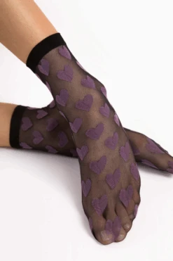 Fiore Beso Heart Socks 20 Denier 11 Fiore Beso Heart Socks 20 Denier -Fashion Lingerie Store fiore beso socks 20 denier g1181 violet black 2