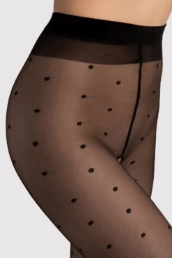 Fiore Bold Dream Crotchless Polka Dot Tights 9 Fiore Bold Dream Crotchless Polka Dot Tights -Fashion Lingerie Store fiore bold dream sheer crotchless polka dot tights 20 den black 1