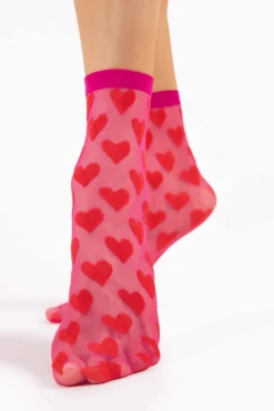 Fiore Beso Heart Socks 20 Denier 13 Fiore Beso Heart Socks 20 Denier -Fashion Lingerie Store fiore heart patterened ankle socks beso red magenta 20 denier g1181 1