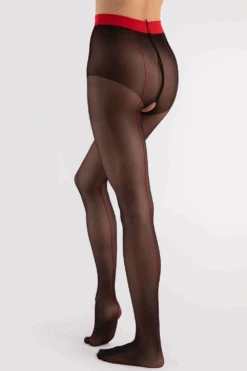 Fiore Sensual Firelight Crotchless Tights 20 Denier 10 Fiore Sensual Firelight Crotchless Tights 20 Denier -Fashion Lingerie Store fiore sennsual firelight crotchless tights black red 20 denier 2