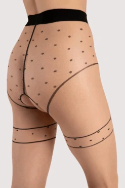 Fiore Sensual Starlight Crotchless Tights 20 Denier 8 Fiore Sensual Starlight Crotchless Tights 20 Denier -Fashion Lingerie Store fiore sensual starlight crotchless tights nude black 20 denier 1