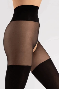Fiore Sensual Twilight Crotchless Tights 40 Denier 9 Fiore Sensual Twilight Crotchless Tights 40 Denier -Fashion Lingerie Store fiore sensual twilight tights black 40 denier 3