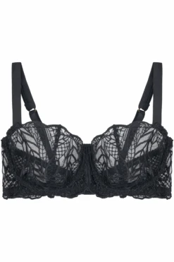 Roxy Balconette Bra 11 Roxy Balconette Bra -Fashion Lingerie Store fleur of england roxy balconette bra black ghost front