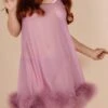 Diana Silk & Marabou Feather Babydoll, Size S-M (UK 8-10) 2 Diana Silk & Marabou Feather Babydoll, Size S-M (UK 8-10) -Fashion Lingerie Store gilda pearl diana babydoll boudoir rose 1
