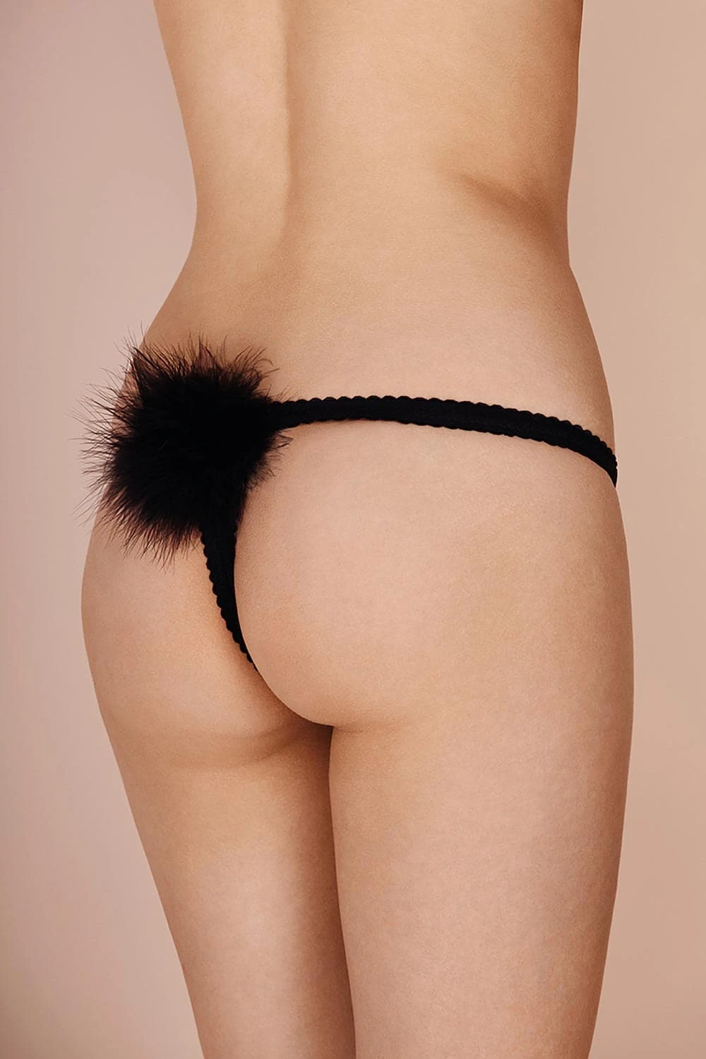 Diana Silk & Marabou Feather Pom Pom Thong, Size M (UK 10-12) 3 Diana Silk & Marabou Feather Pom Pom Thong, Size M (UK 10-12)