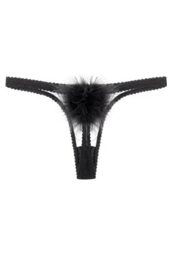 Diana Silk & Marabou Feather Pom Pom Thong, Size M (UK 10-12) 6 Diana Silk & Marabou Feather Pom Pom Thong, Size M (UK 10-12) -Fashion Lingerie Store glida pearl diana pom pom thong black ghost