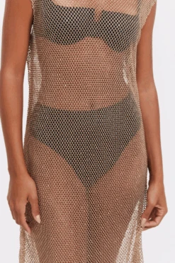 Beige Rhinestone Mesh Beach Dress 9 Beige Rhinestone Mesh Beach Dress -Fashion Lingerie Store gottex beige mesh beach dress 3