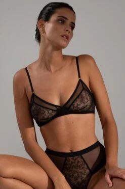 ICONE Leonie Triangle Bra, Size S+ (fits 32D-32DD) -Fashion Lingerie Store icone leonie bra black 2