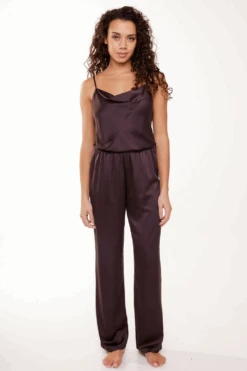 LingaDore Satin Cami Top & Pants Pyjama Set Dark Pepper