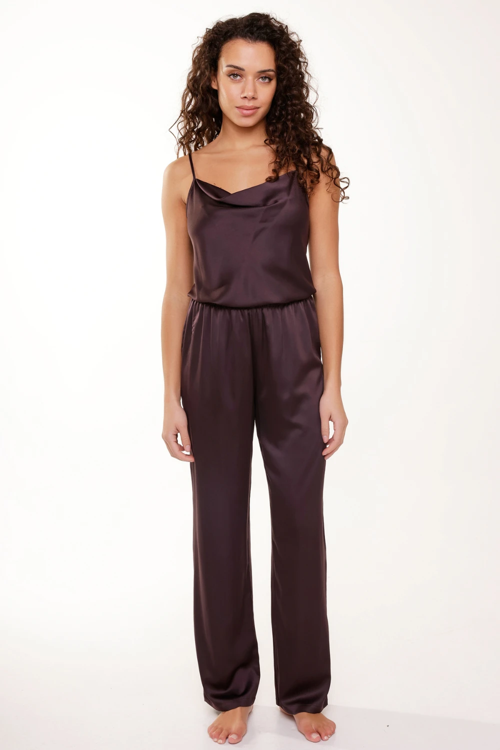 LingaDore Satin Cami Top & Pants Pyjama Set Dark Pepper 3 LingaDore Satin Cami Top & Pants Pyjama Set Dark Pepper