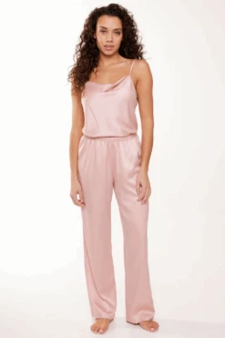 LingaDore Satin Cami Top & Pants Pyjama Set Rose Smoke