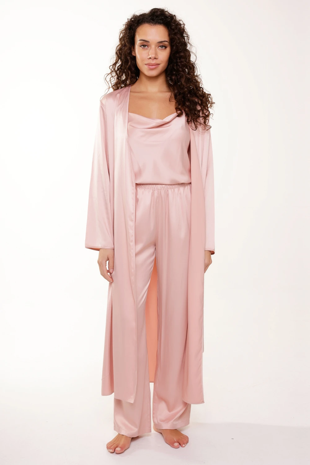 LingaDore Satin Cami Top & Pants Pyjama Set Rose Smoke 8 LingaDore Satin Cami Top & Pants Pyjama Set Rose Smoke - Image 6