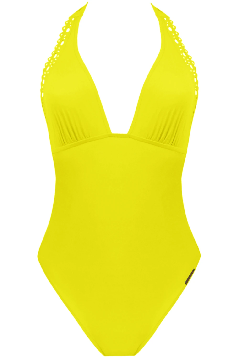 Ajourage Couture Plunging Back Halter Yellow Swimsuit 4 Ajourage Couture Plunging Back Halter Yellow Swimsuit - Image 2