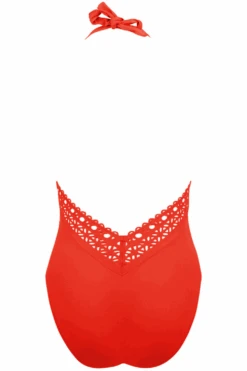 Ajourage Couture Plunging Back Halter Orange Swimsuit 10 Ajourage Couture Plunging Back Halter Orange Swimsuit -Fashion Lingerie Store lise charmel ajourage couture plunging back halter swimsuit orangle ghost back