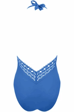 Ajourage Couture Plunging Halter Swimsuit In Blue 8 Ajourage Couture Plunging Halter Swimsuit In Blue -Fashion Lingerie Store lise charmel ajourage couture plunging halter swimsuit nuage ajourage ghost back