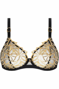 Eclats D’Or Underwired Triangle Bra 10 Eclats D’Or Underwired Triangle Bra -Fashion Lingerie Store lise charmel eclats d or underwired triangle bra gold black ghost front