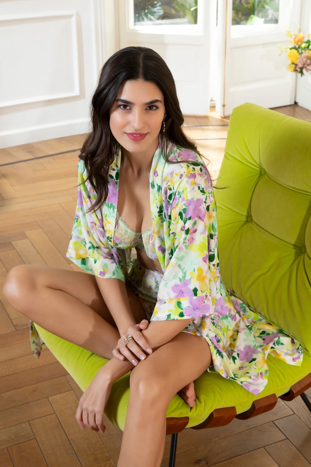 L'Amour Au Soleil Satin Floral Print Mid-length Robe 9 L'Amour Au Soleil Satin Floral Print Mid-length Robe - Image 7