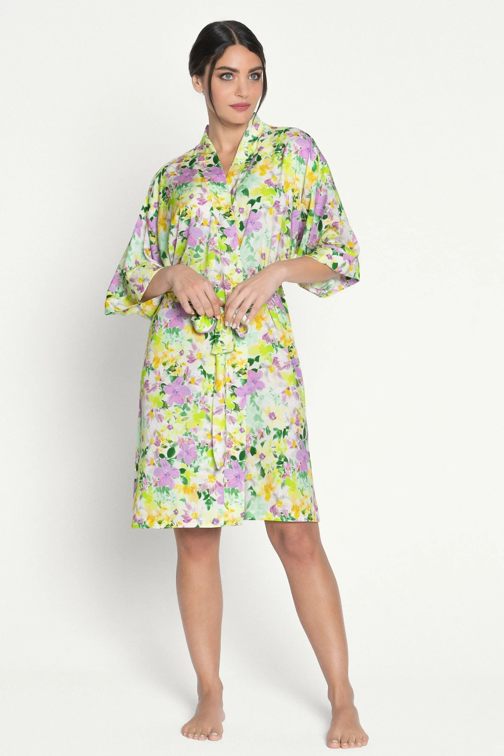 L'Amour Au Soleil Satin Floral Print Mid-length Robe 5 L'Amour Au Soleil Satin Floral Print Mid-length Robe - Image 3