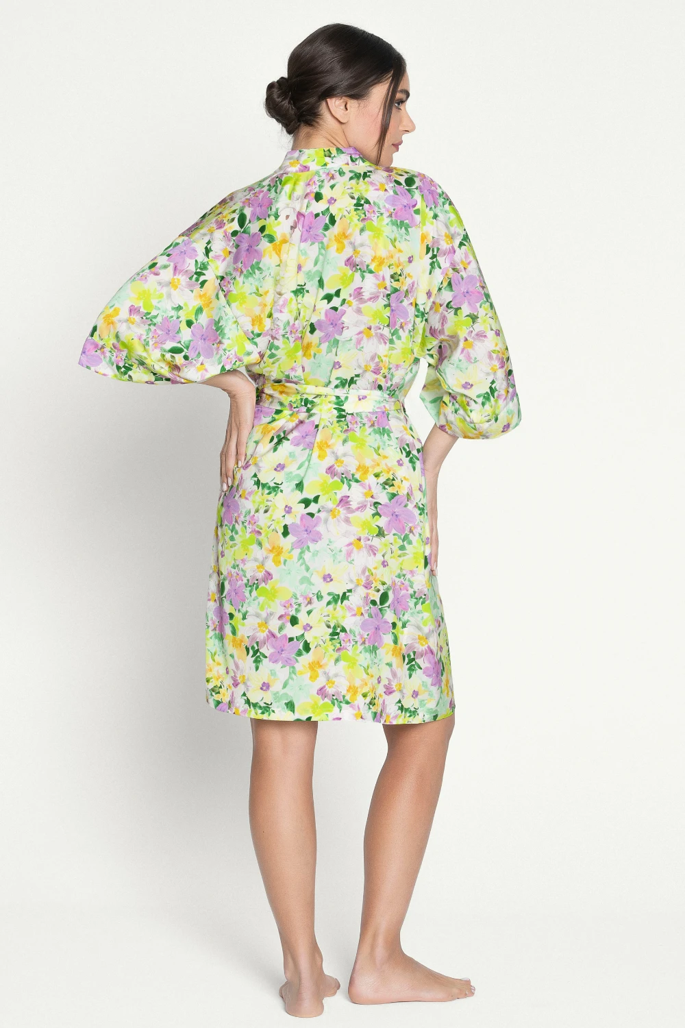 L'Amour Au Soleil Satin Floral Print Mid-length Robe 7 L'Amour Au Soleil Satin Floral Print Mid-length Robe - Image 5