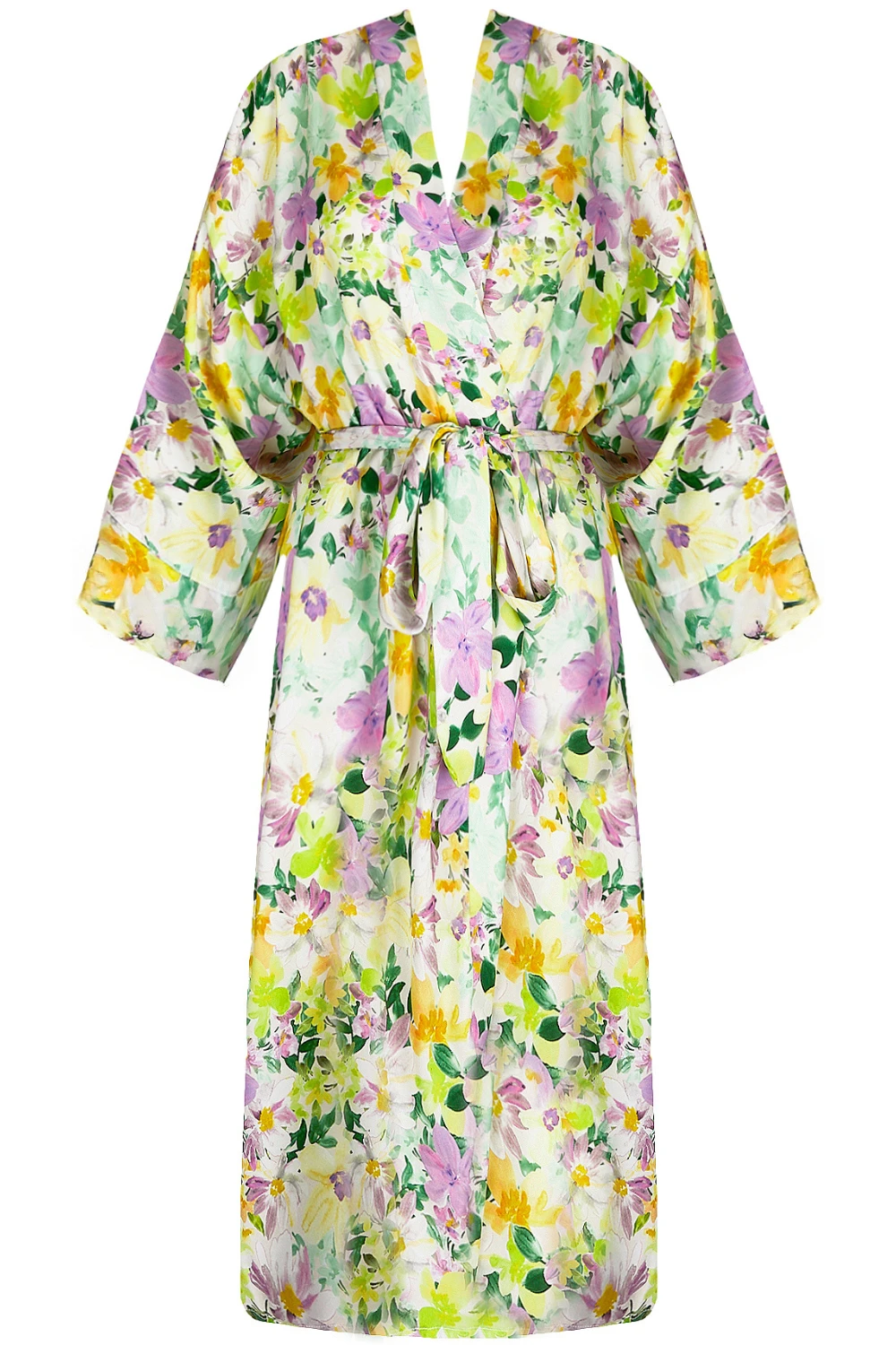 L'Amour Au Soleil Satin Floral Print Mid-length Robe 4 L'Amour Au Soleil Satin Floral Print Mid-length Robe - Image 2