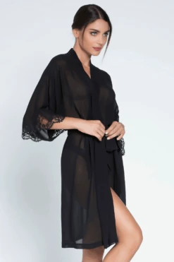 Splendeur Soie Mid Length Sheer Robe 15 Splendeur Soie Mid Length Sheer Robe -Fashion Lingerie Store lise charmel splendeur soie mid length sheer robe black 3