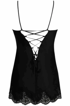 Splendeur Soie Silk Mini Babydoll In Black 13 Splendeur Soie Silk Mini Babydoll In Black -Fashion Lingerie Store lise charmel splendeur soie silk babydoll black ghost back