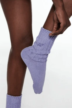 Love Stories Knitted Ribbed Socks Purple