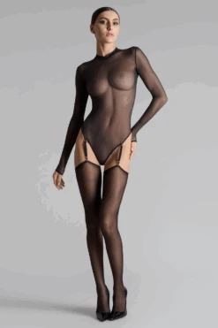 Maison Close Cut & Curled Seamed Stockings 20 Denier 17 Maison Close Cut & Curled Seamed Stockings 20 Denier -Fashion Lingerie Store maison close black back seam cut curled stockings 3