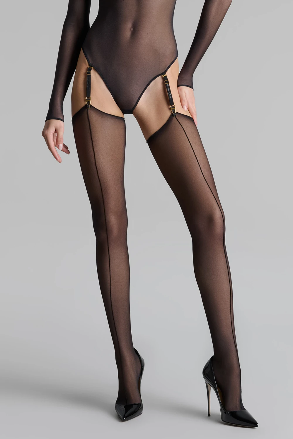 Maison Close Double Seam Cut & Curled Stockings Black 3 Maison Close Double Seam Cut & Curled Stockings Black