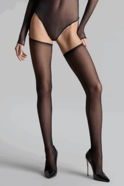 Maison Close Double Side Seam Cut & Curled Stockings 12 Maison Close Double Side Seam Cut & Curled Stockings -Fashion Lingerie Store maison close black double side seam cut curled stockings 1