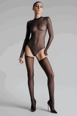 Maison Close Double Side Seam Cut & Curled Stockings 17 Maison Close Double Side Seam Cut & Curled Stockings -Fashion Lingerie Store maison close black double side seam cut curled stockings 2