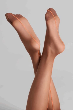 Maison Close Brown Cut & Curled Orange Seam Stockings 20 Denier 14 Maison Close Brown Cut & Curled Orange Seam Stockings 20 Denier -Fashion Lingerie Store maison close brown neon orange seamed stockings 1