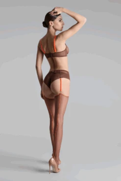 Maison Close Brown Cut & Curled Orange Seam Stockings 20 Denier 16 Maison Close Brown Cut & Curled Orange Seam Stockings 20 Denier -Fashion Lingerie Store maison close brown neon orange seamed stockings 2