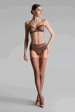 Maison Close Brown Cut & Curled Orange Seam Stockings 20 Denier 17 Maison Close Brown Cut & Curled Orange Seam Stockings 20 Denier -Fashion Lingerie Store maison close brown neon orange seamed stockings 3