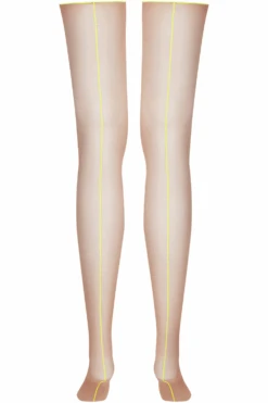 Maison Close Nude Cut & Curled Yellow Seam Stockings 20 Denier 13 Maison Close Nude Cut & Curled Yellow Seam Stockings 20 Denier -Fashion Lingerie Store maison close cut curled seamed stockings nude yellow 560996 ghost back