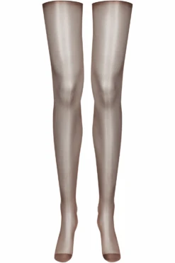 Maison Close Cut & Curled Stockings 20 Denier - Brown 11 Maison Close Cut & Curled Stockings 20 Denier - Brown -Fashion Lingerie Store maison close cut curled stockings brown ghost front
