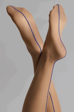 Maison Close Nude Cut & Curled Blue Seam Stockings 20 Denier 14 Maison Close Nude Cut & Curled Blue Seam Stockings 20 Denier -Fashion Lingerie Store maison close nude neon blue seamed stockings 1