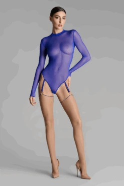 Maison Close Nude Cut & Curled Blue Seam Stockings 20 Denier 16 Maison Close Nude Cut & Curled Blue Seam Stockings 20 Denier -Fashion Lingerie Store maison close nude neon blue seamed stockings 2