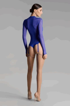 Maison Close Nude Cut & Curled Blue Seam Stockings 20 Denier 17 Maison Close Nude Cut & Curled Blue Seam Stockings 20 Denier -Fashion Lingerie Store maison close nude neon blue seamed stockings 3