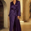 Sophia Long Silk Kimono Plum 2 Sophia Long Silk Kimono Plum -Fashion Lingerie Store marjolaine sophia long kimono plum 1
