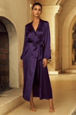 Sophia Long Silk Kimono Plum