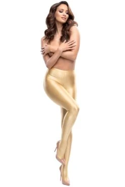 Lycra Glossy Crotchless Tights Gold 8 Lycra Glossy Crotchless Tights Gold -Fashion Lingerie Store miss o p800 tights gold 1