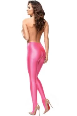 Lycra Glossy Crotchless Tights Pink -Fashion Lingerie Store miss o p800 tights pink 2