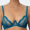 Muse - Elise Plunge Bra, Size UK 32DD 1 Muse - Elise Plunge Bra, Size UK 32DD -Fashion Lingerie Store muse by coco de mer elise plunge bra blue 1