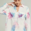 Organic Cotton PJ Shirt In Watercolour 1 Organic Cotton PJ Shirt In Watercolour -Fashion Lingerie Store nudea organic cotton shirt watercolour 1